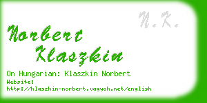 norbert klaszkin business card